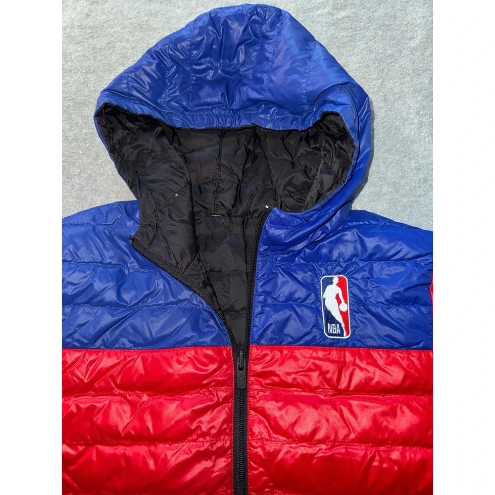 Red Double Dribble Reversible Packable‎ Full-Zip Puffer Jacket Size Youth L